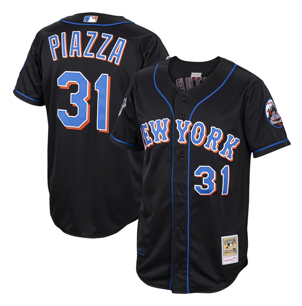 Men's New York Mets #31 Mike Piazza Black Stitched MLB Jersey Men's New York Mets #31 Mike Piazza Black Stitched MLB Jersey